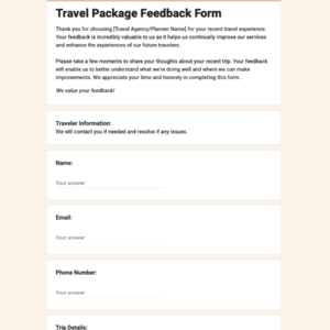 Travel Package Feedback Form