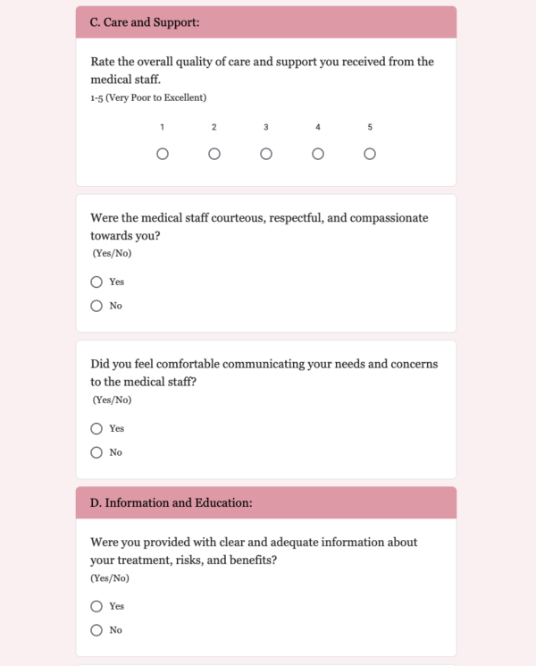 Treatment Received Feedback Form