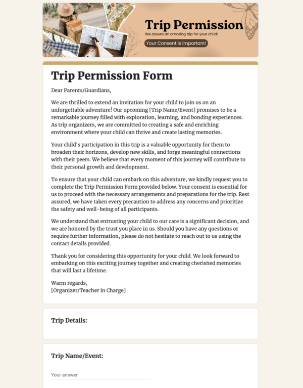 Trip Permission Form