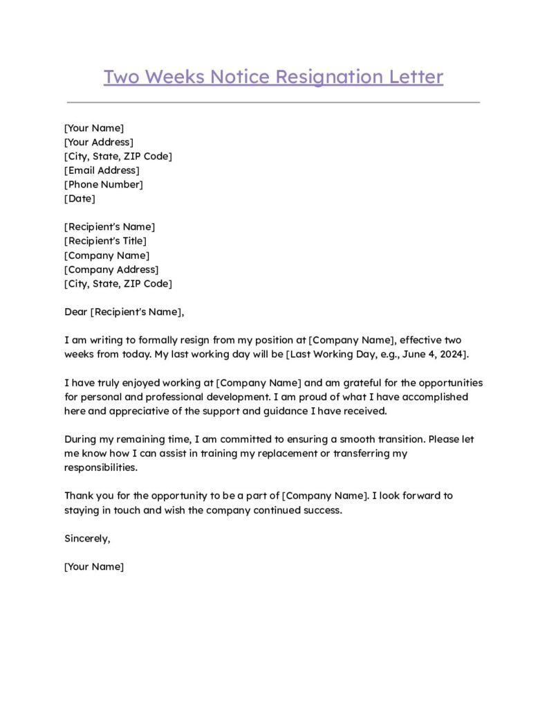 Resignation Letter Format with 50+ Templates in Pdf, Word, Google ...