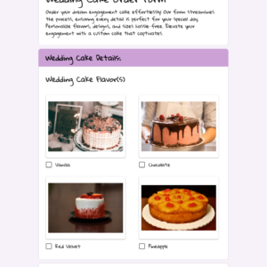 Wedding Cake Order Form