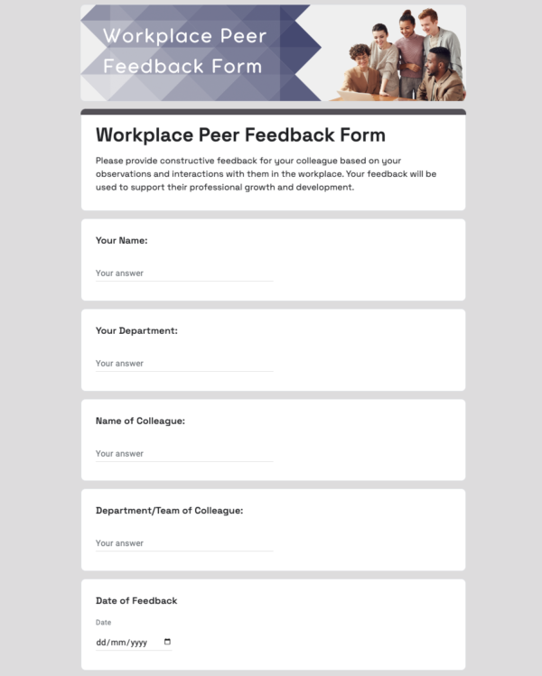 Workplace Peer Feedback Form