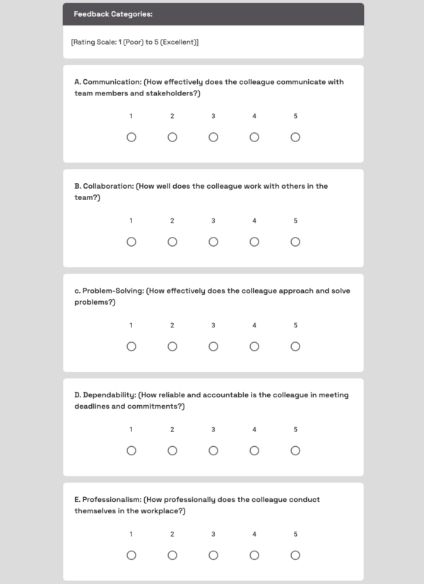 Workplace Peer Feedback Form