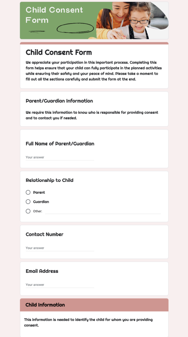 child consent form