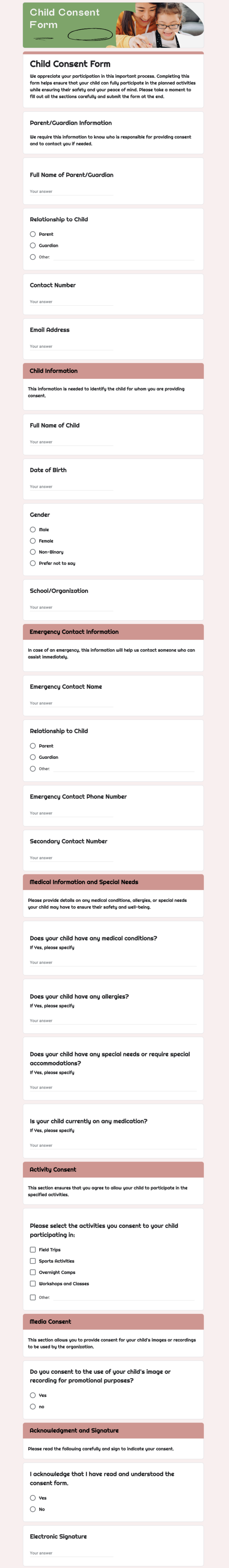 child consent form template