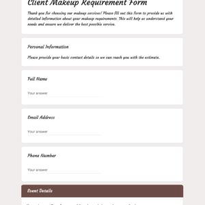 client makeup requirements form