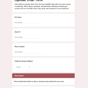 cupcake order form
