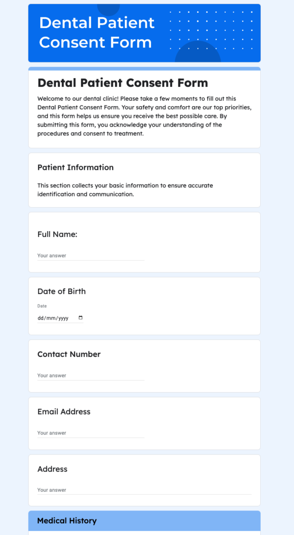 dental patient consent form