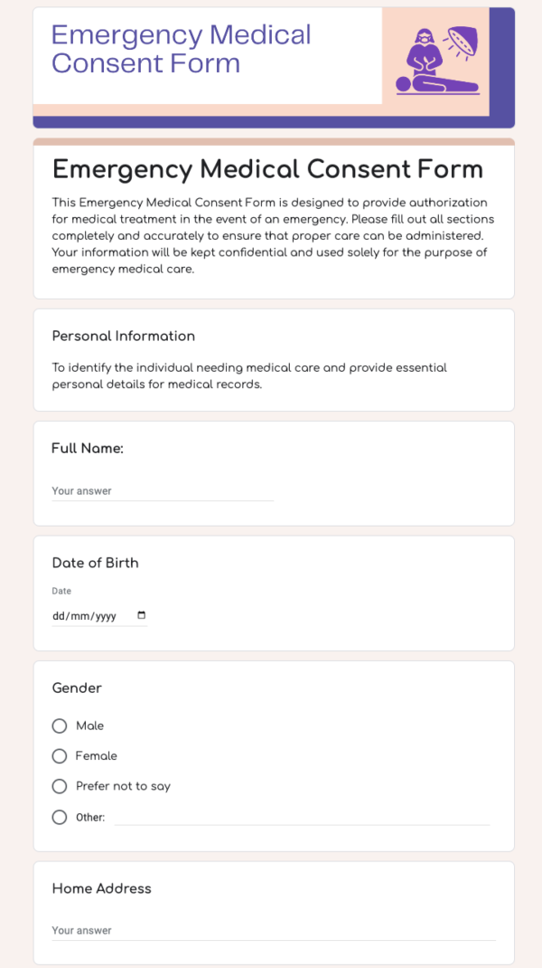 emergency medical consent form