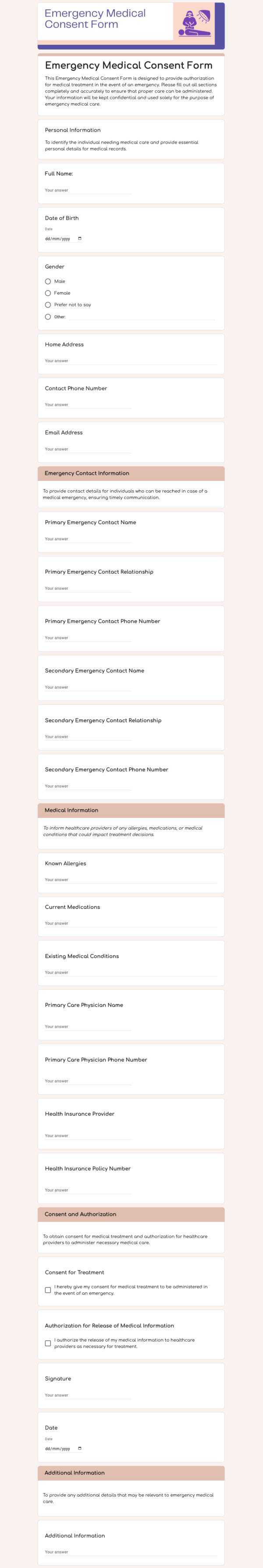 emergency medical consent form