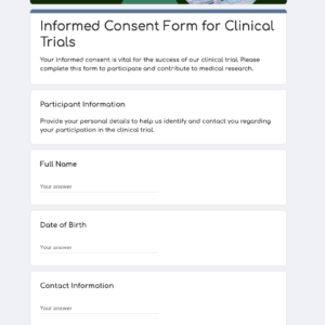 informed consent form for clinical trials