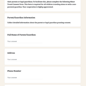 minor child travel consent form