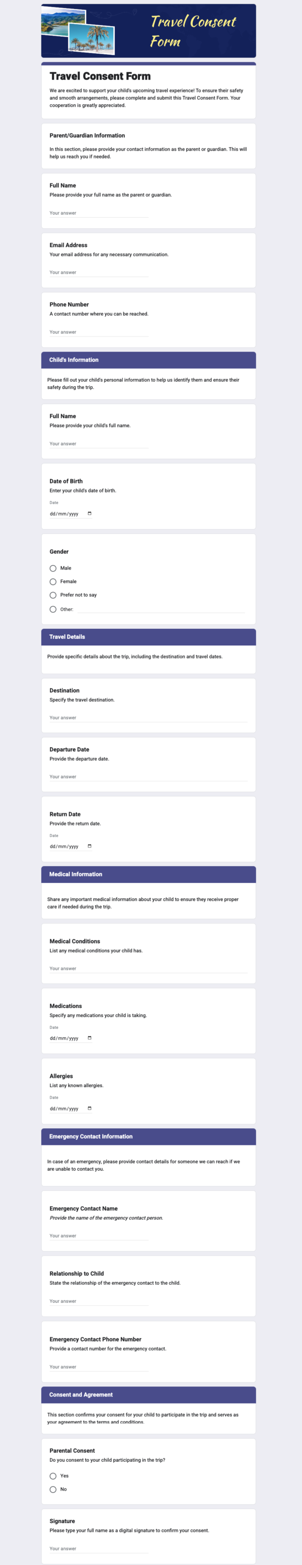 travel consent form template